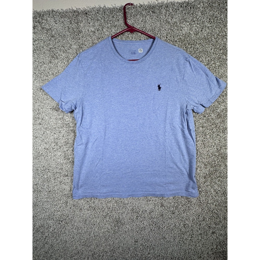 Ralph Lauren Standard‎ Fit Jersey Crew Neck T Shirt L Blue Logo Casual Cotton